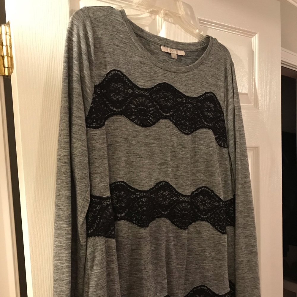 Loft Grey & Black Blouse